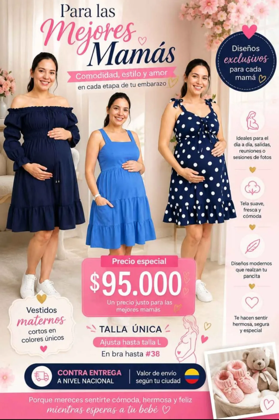 🩷🤰✨ ¡Llegaron los Vestidos Maternos más hermosos y cómodos! ✨🤰💙