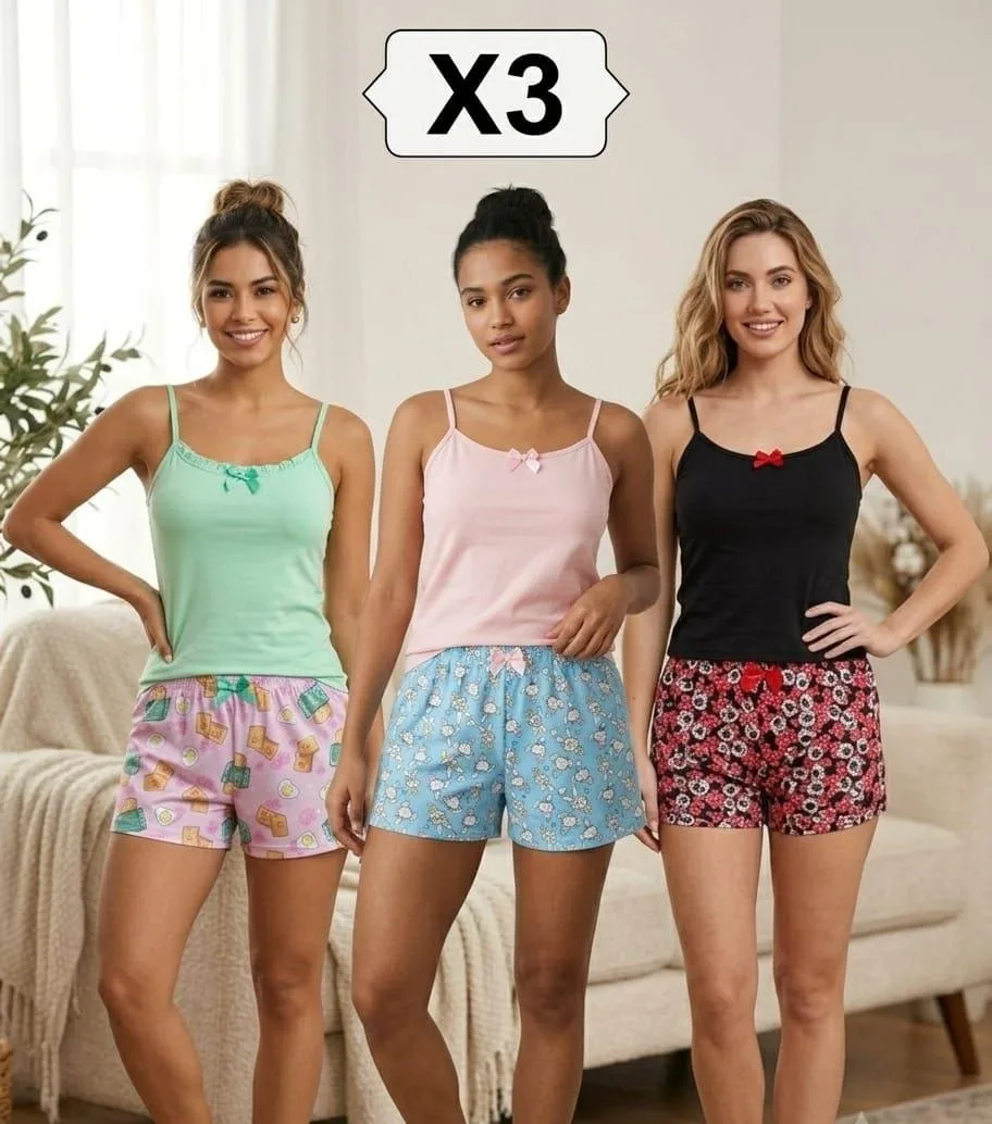 PIJAMA SHORT Y BLUSA X3 🩷✨